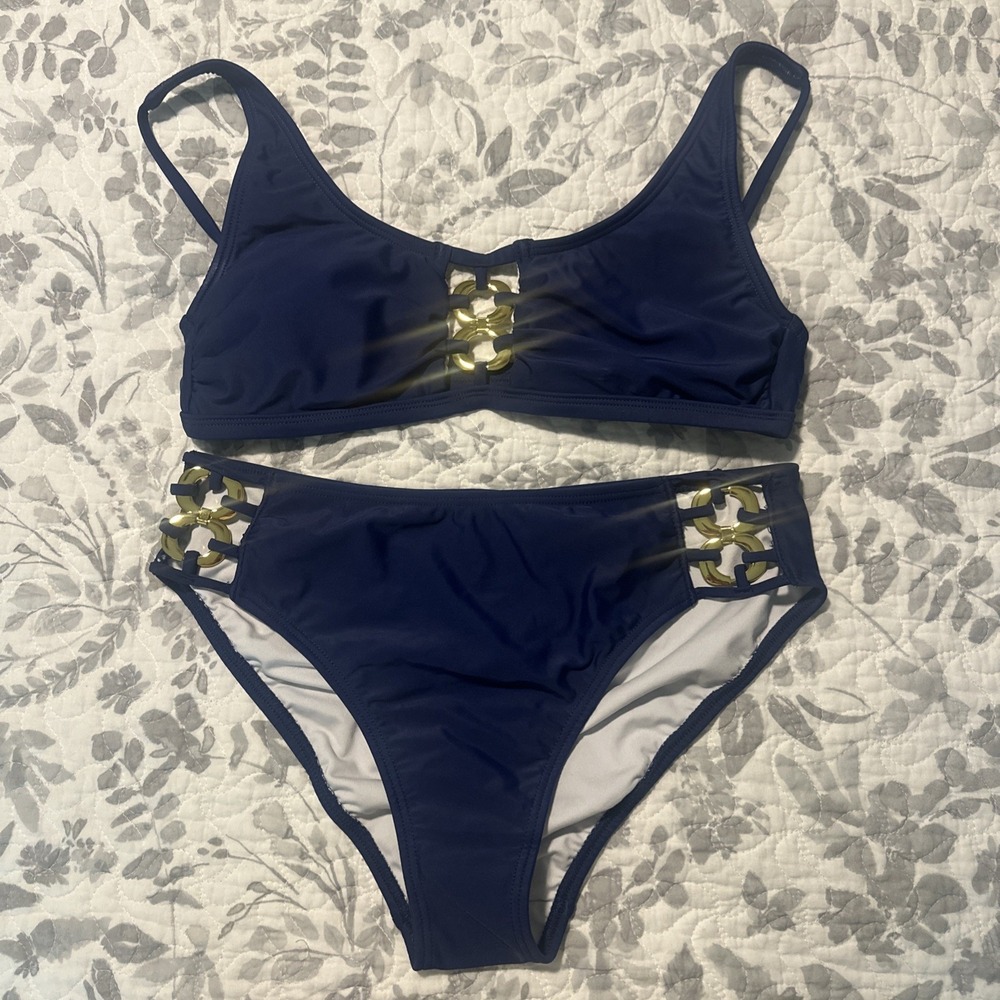 Womens VENUS Blue Bikini Swimsuit 2 Piece Padded Top size 8 NEW